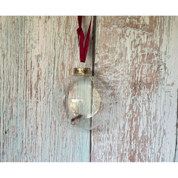 Glass Fishing Lure Ornaments With Wicker Basket - Set Of 2 2 3/4" & 3 1/4" - Picture 4 of 8